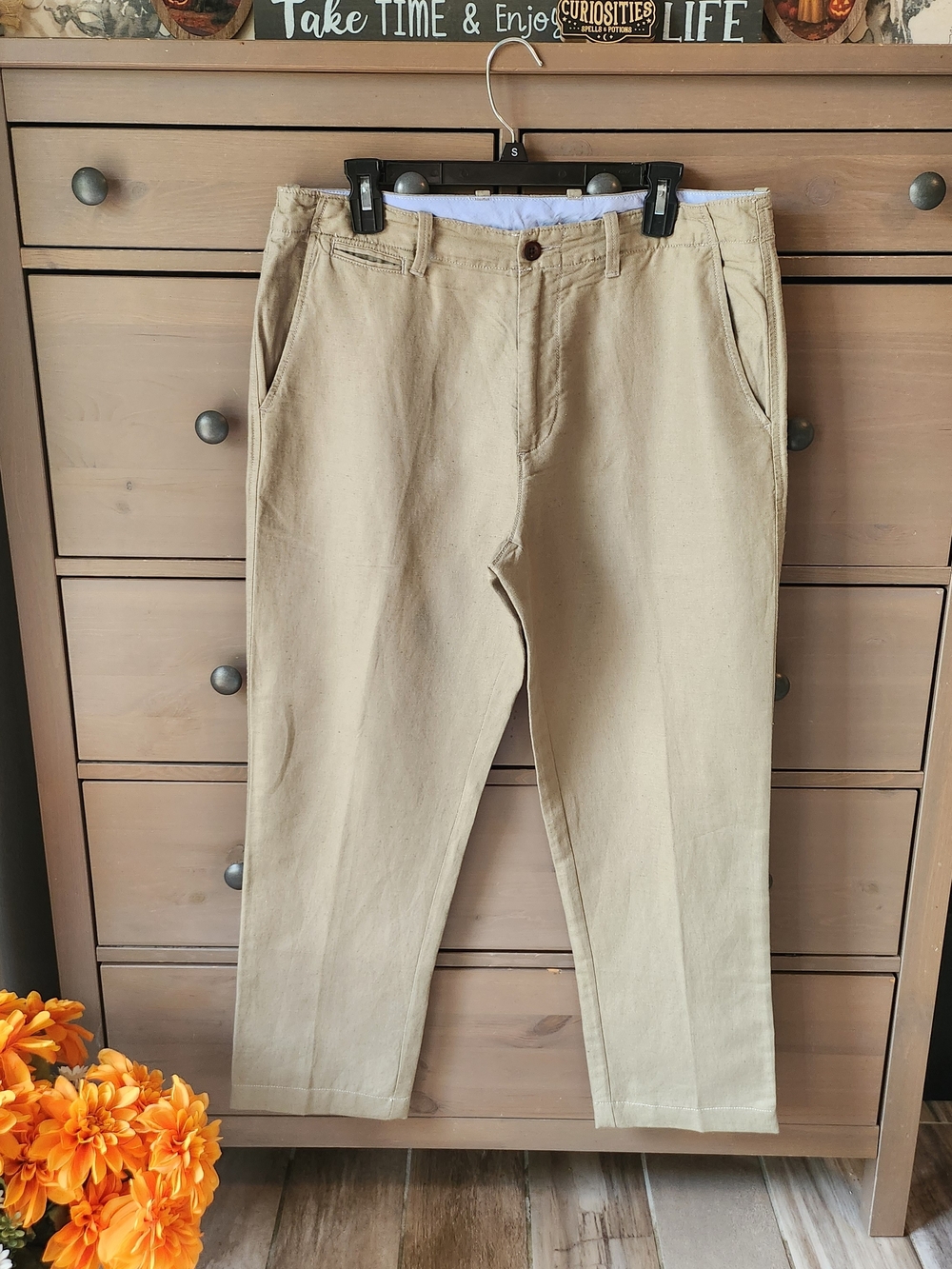 J. Crew Linen /Cotton Men's Khaki Beige Chinos
